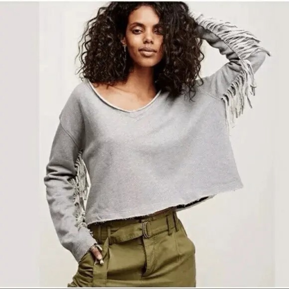 Free People or Vintage Souls Fringe Pullover